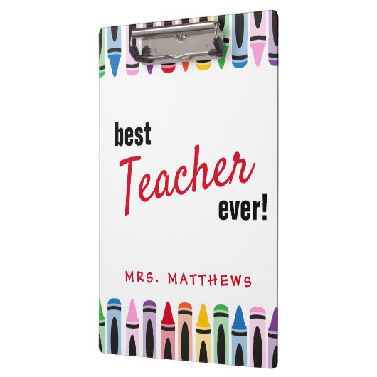 レインボーカワイトカラークレヨン先生ギフト クリップボード (左)