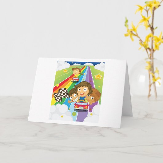 レインボーカードでレースをする子供たち カード