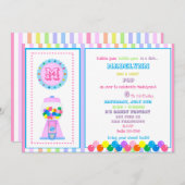 レインボーガンボールパーティの招待状 招待状 (正面/裏面)