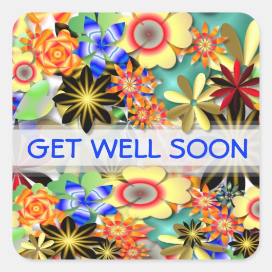 レインボーガーデンアールデコフラワーズ誕生日 スクエアシール (正面)