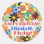 レインボーガーデンキッズエイジ誕生日 ラウンドシール (正面)