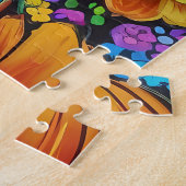 レインボーガーデンネオンサイケデリックワイルドライフ自然 ジグソーパズル (側面)