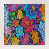 レインボーガーデンネオンサイケデリックワイルドライフ自然 ジグソーパズル (横)