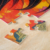 レインボーガーデンネオンサイケデリックワイルドライフ自然 ジグソーパズル (側面)