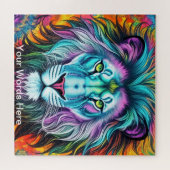 レインボーガーデンネオンサイケデリックワイルドライフ自然 ジグソーパズル (横)