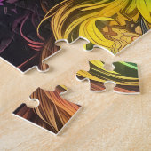 レインボーガーデンネオンサイケデリックワイルドライフ自然 ジグソーパズル (側面)