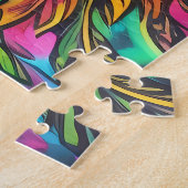 レインボーガーデンネオンサイケデリックワイルドライフ自然 ジグソーパズル (側面)