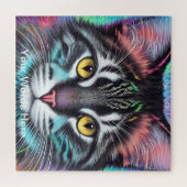 レインボーガーデンネオンサイケデリックワイルドライフ自然 ジグソーパズル (横)