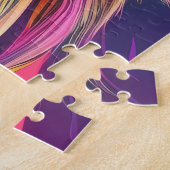 レインボーガーデンネオンサイケデリックワイルドライフ自然 ジグソーパズル (側面)