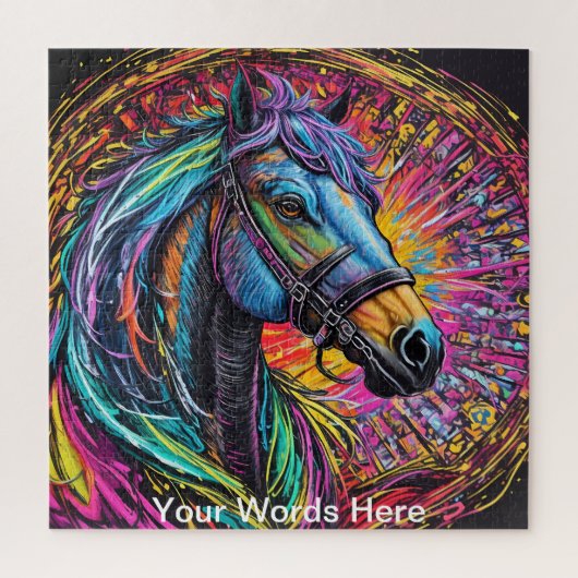 レインボーガーデンネオンサイケデリックワイルドライフ自然 ジグソーパズル (縦)