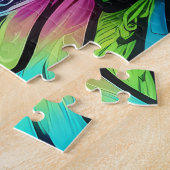 レインボーガーデンネオンサイケデリック自然 ジグソーパズル (側面)