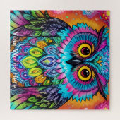 レインボーガーデンネオンサイケデリック自然 ジグソーパズル (横)