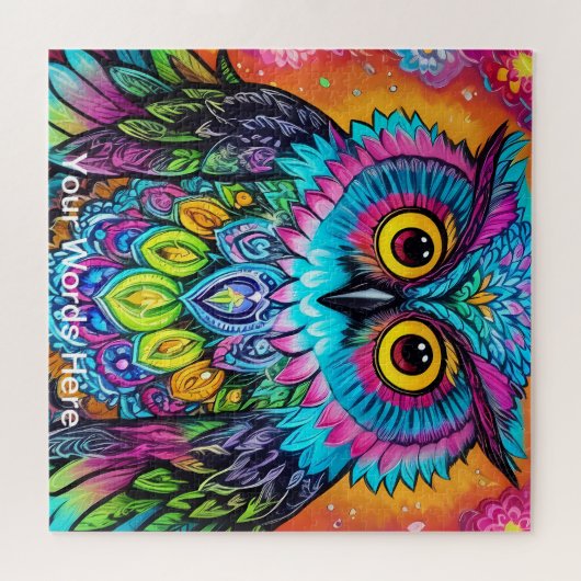 レインボーガーデンネオンサイケデリック自然 ジグソーパズル (横)