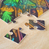 レインボーガーデンネオンサイケデリック自然&野生生物 ジグソーパズル (側面)