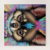 レインボーガーデンネオンサイケデリック自然&野生生物 ジグソーパズル (横)