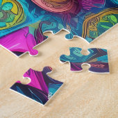 レインボーガーデンネオンサイケデリック ジグソーパズル (側面)