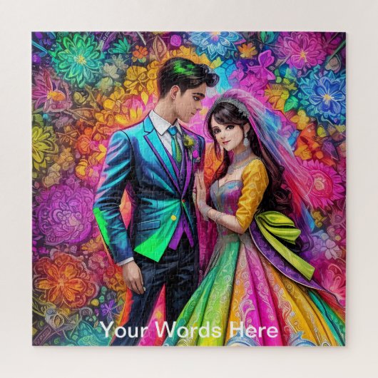 レインボーガーデンネオンサイケデリック ジグソーパズル (縦)