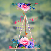 レインボーガーデンフローラブライダルシャワーウェルカム アクリルサイン (ニュートラル)