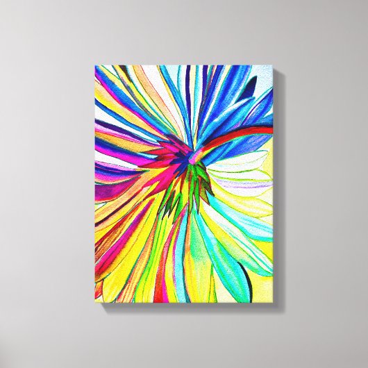 レインボーガーベラカラフル花 キャンバスプリント (正面)