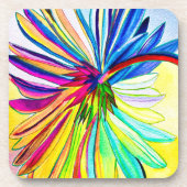 レインボーガーベラカラフル花 コースター (正面)