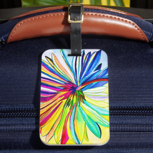 レインボーガーベラカラフル花 ラゲッジタグ (正面インサイチュ2)