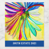 レインボーガーベラカラフル花 ワインラベル (シングルラベル)