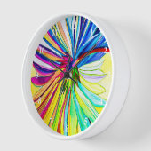 レインボーガーベラカラフル花 壁時計 (傾斜)