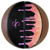 レインボーガーリーグリッタースパークルドリップスモノグラム バスケットボール (縦)