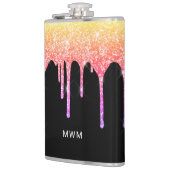レインボーガーリーグリッタードリップスパークルモノグラム フラスク (左)