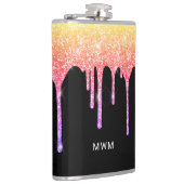 レインボーガーリーグリッタードリップスパークルモノグラム フラスク (右)