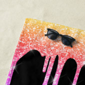 レインボーガーリーグリッタードリップスモノグラム名 ビーチタオル (インサイチュ)