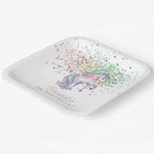 レインボーガーリーグリッターマジカルユニコーン誕生日 ペーパープレート (傾斜あり)