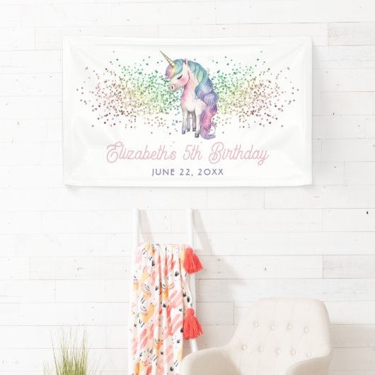 レインボーガーリーグリッターマジカルユニコーン誕生日 横断幕 (インサイチュ)