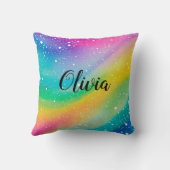 レインボーガーリーニットフロパーソナライズされたウ クッション (裏面)