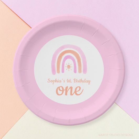 レインボーガールの最初の誕生日パーティー ペーパープレート