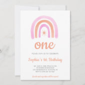 レインボーガールの1歳誕生日パーティー 招待状 (正面)