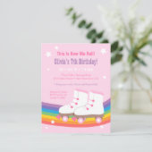 レインボーガールズスケートで滑るバースデーパーティ招待状 招待状 (スタンド正面)