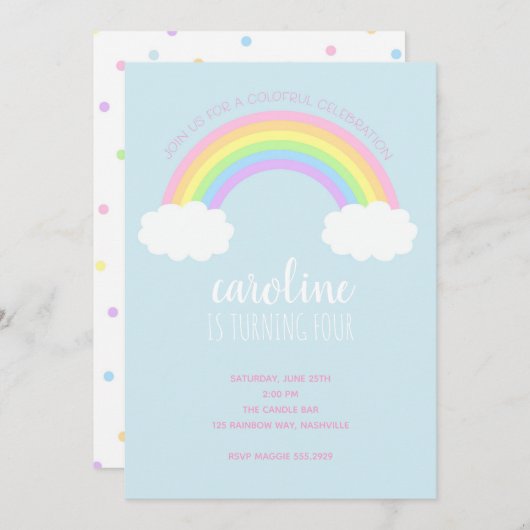 レインボーガールズ誕生日招待状 招待状 (正面/裏面)