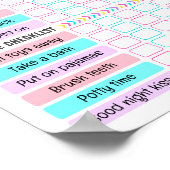 レインボーガールデイリールーチン、キッズデイリーチェックリスト ポスター (角)