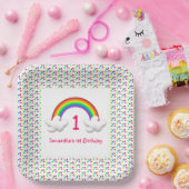 レインボーガールニーエイジ誕生日 ペーパープレート (パーティー)