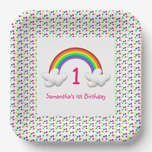 レインボーガールニーエイジ誕生日 ペーパープレート (正面)