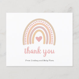 レインボーガールバジェットベビーシャワーサンキューカード