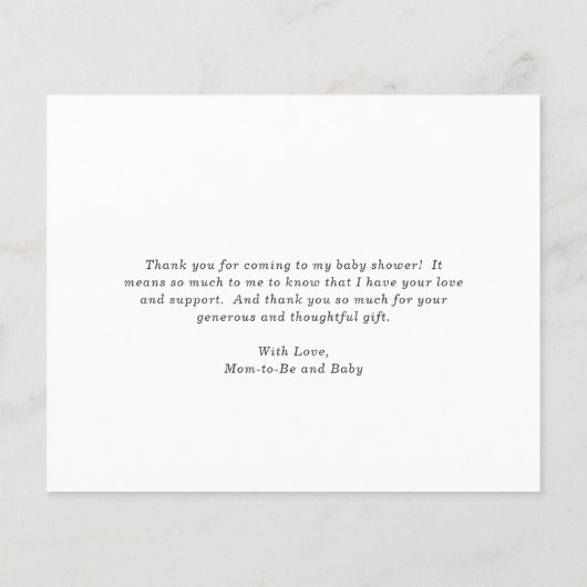 レインボーガールバジェットベビーシャワーサンキューカード (裏面)