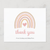レインボーガールバジェットベビーシャワーサンキューカード (正面)