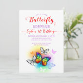 レインボーガールバタフライ1st誕生日 招待状 (スタンド正面)
