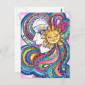 レインボーガールファンタジーアートハガキ ポストカード (正面/裏面)