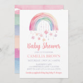 レインボーガールベビーシャワーパステルウォーターカラー 招待状 (正面/裏面)