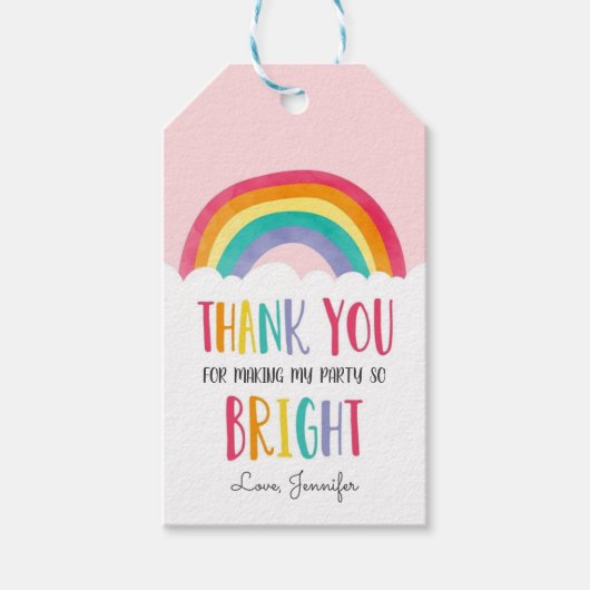 レインボーガール誕生日ベビーシャワーありがとうラベル ギフトタグ (正面)