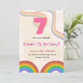 レインボーガール7歳の誕生日招待状 招待状 (スタンド正面)