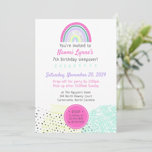 レインボーガール90の誕生日そりかわいいパーティー 招待状 (スタンド正面)